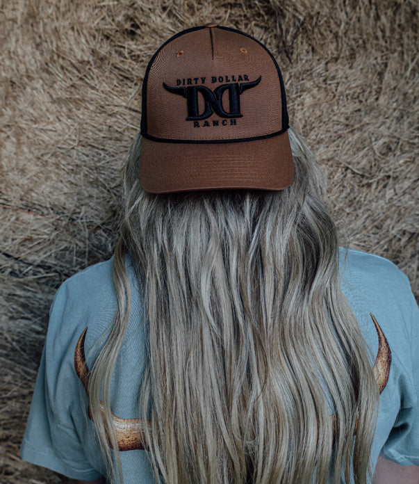Caramel / Black Rope Dirty Dollar Ranch Raised Embroidered Logo Hat